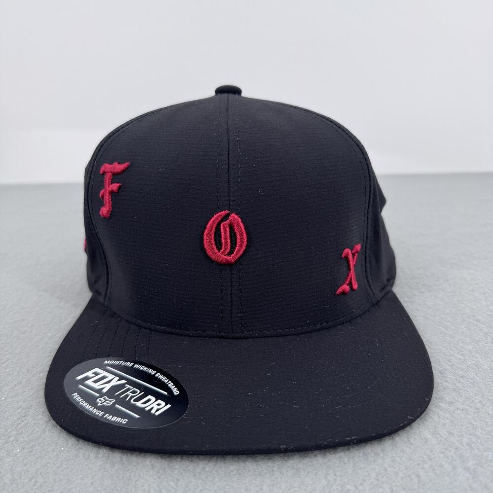 Fox Racing TruDri Flexfit‎ Hat Black Red Embroidered FOX Logo OSFA